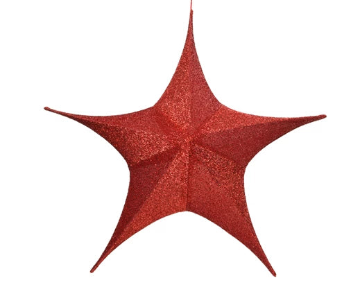 Pendente Stella Red Decoro Glitter 135x42 Cm