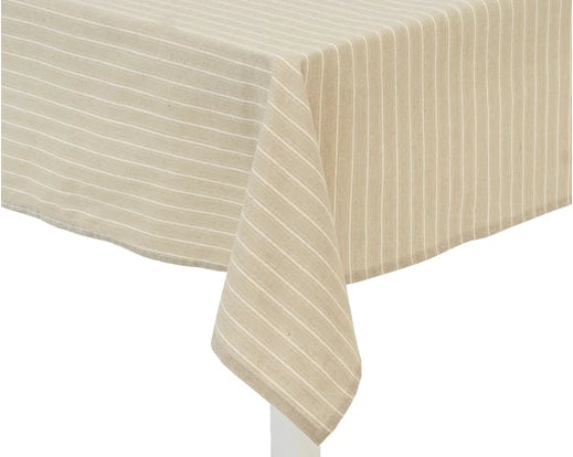 Tovaglia Cotone Decoro Righe Beige 140x180 Cm