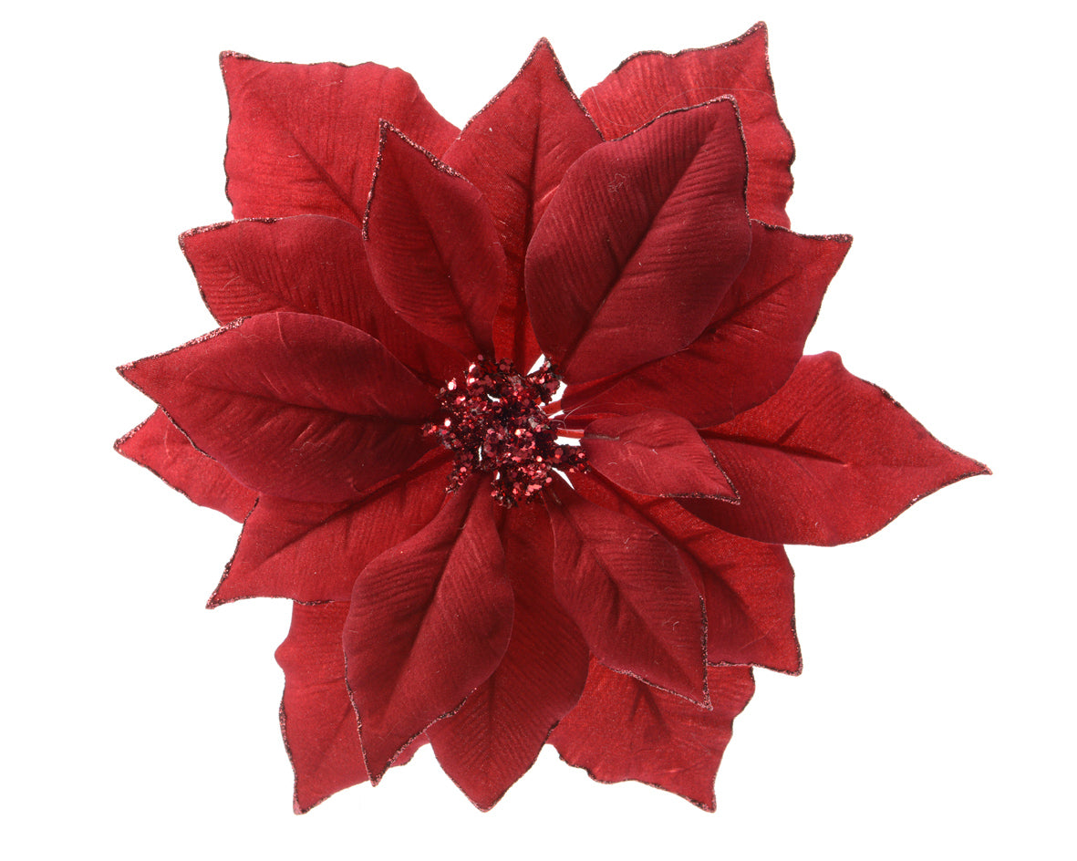 Stella Natale Rossa Con Glitter D 24x7 Cm