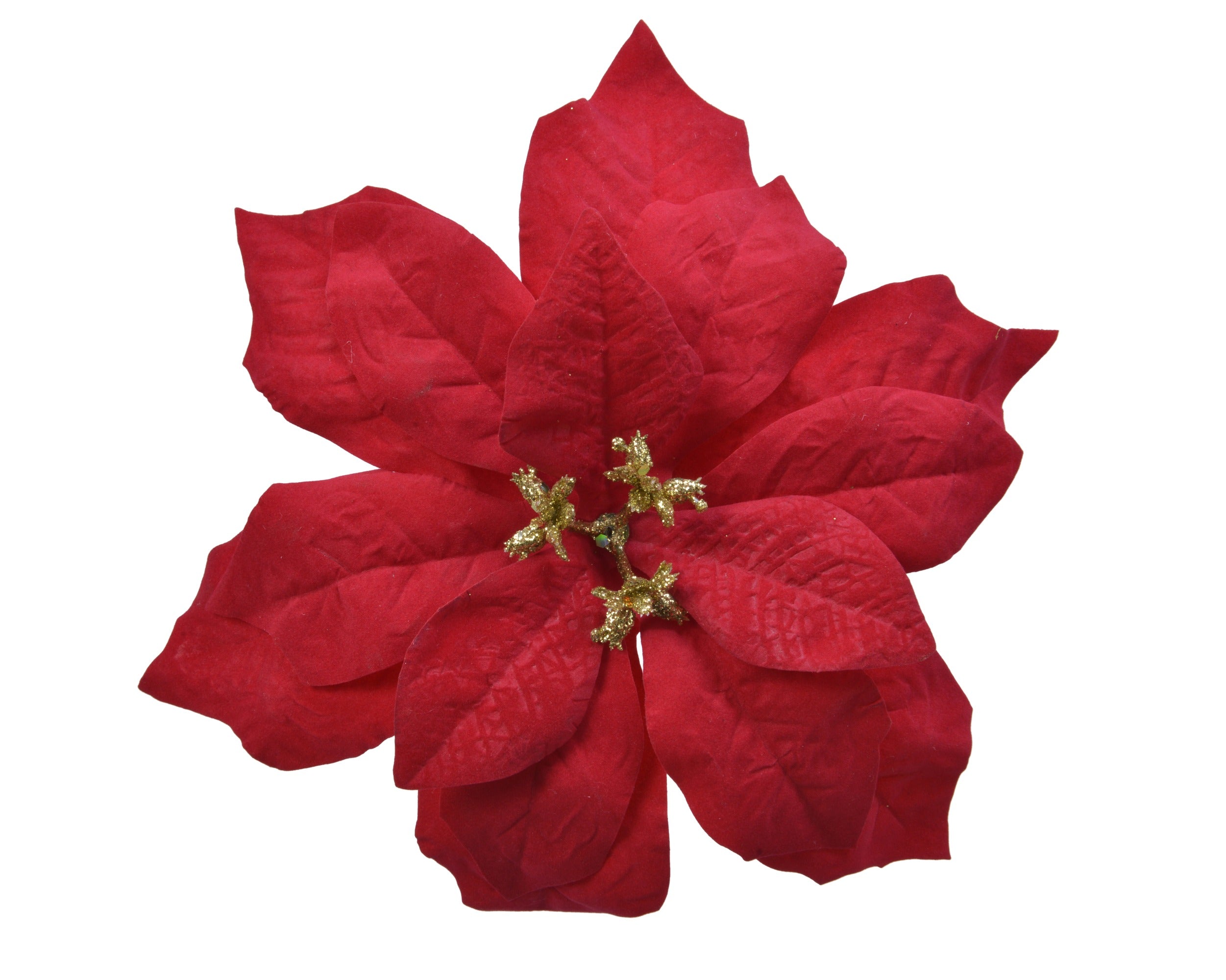 Stella Natale Velluto Rosso D 16 Cm Con Clip