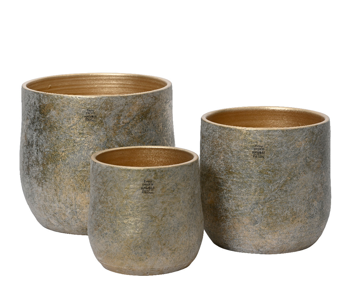 Vaso Grigio Interno Oro S