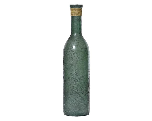 Vaso Anticato Green Decoro Rafia 14x50 Cm