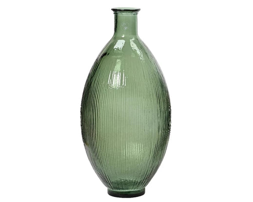 Vaso Vetro Green Decoro Costolatura 29x59 Cm