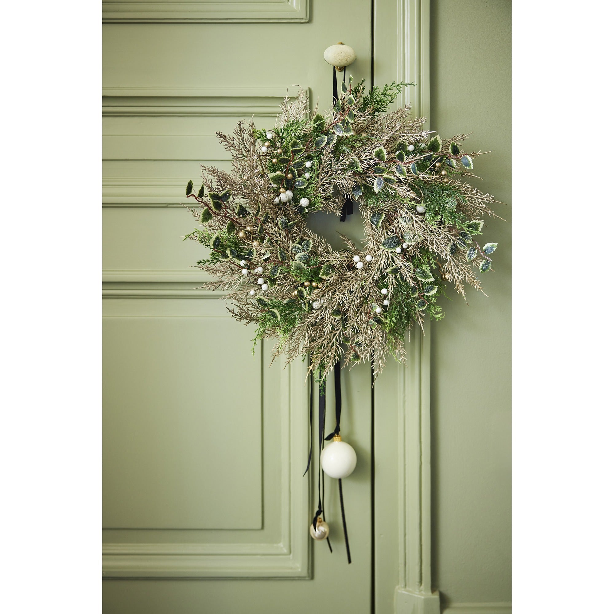 Corona Champagne D 40 Cm Foglie E Glitter