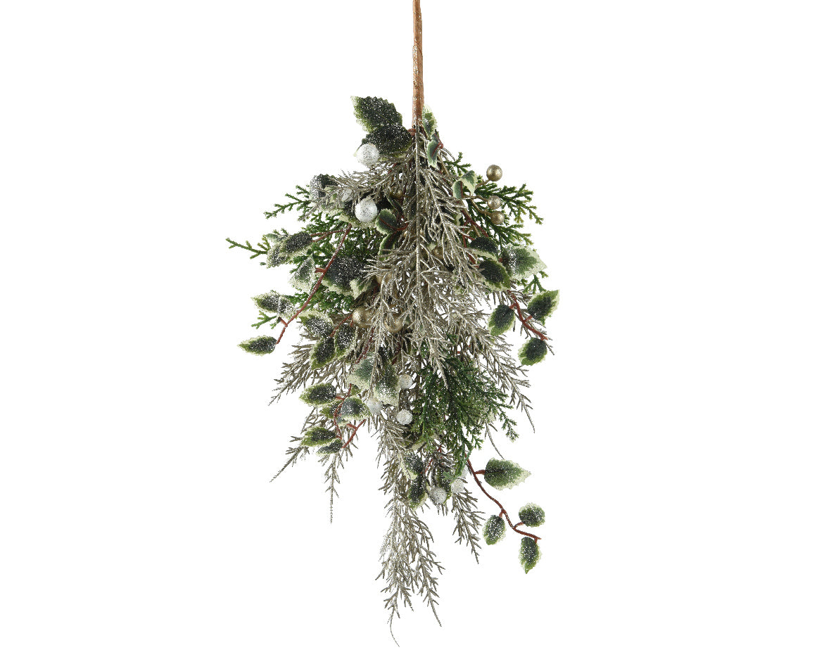 Ramo Champagne 6x22x50 Cm Foglie Glitter
