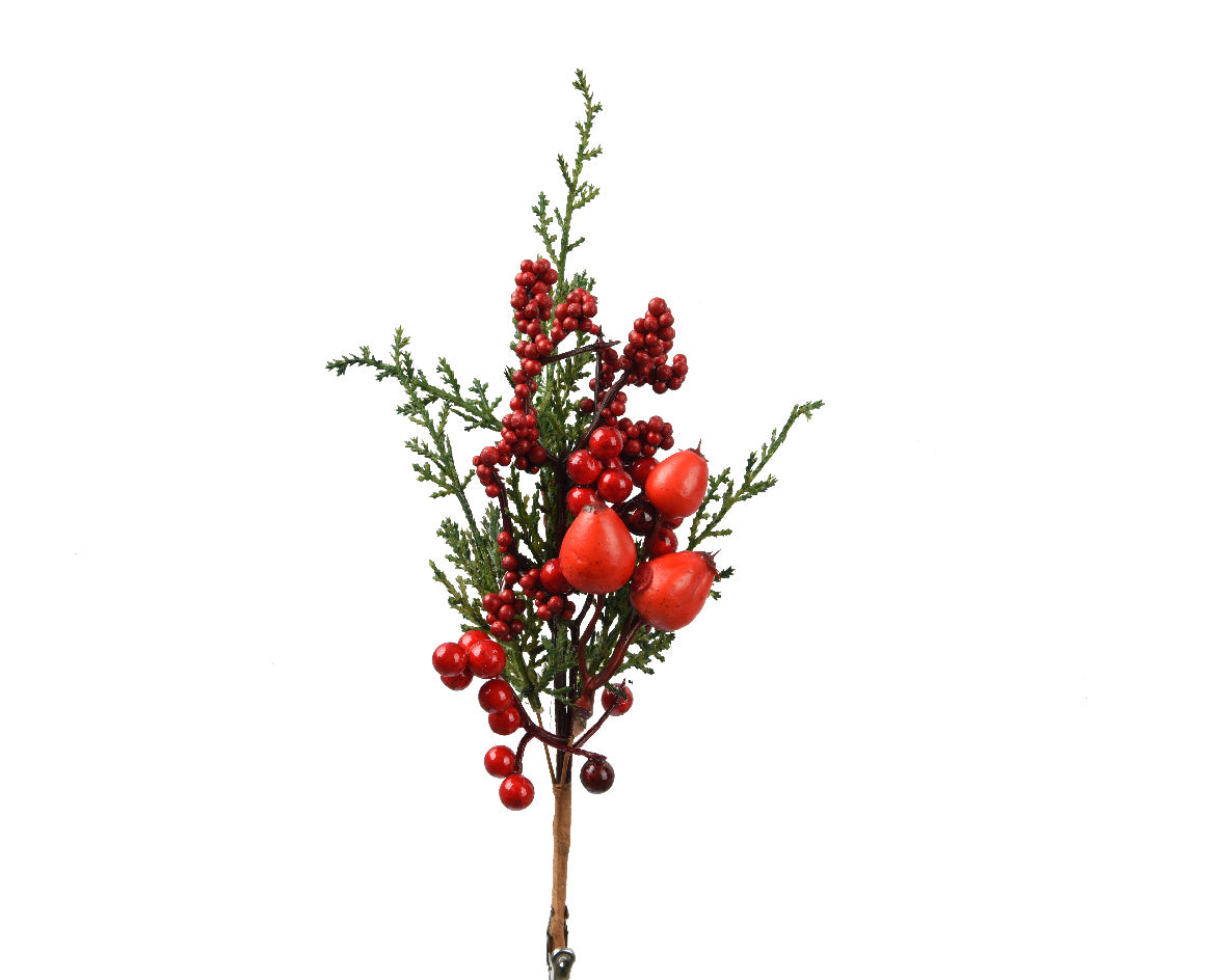 Ramo Bacche Rosse 5x7x25 Cm