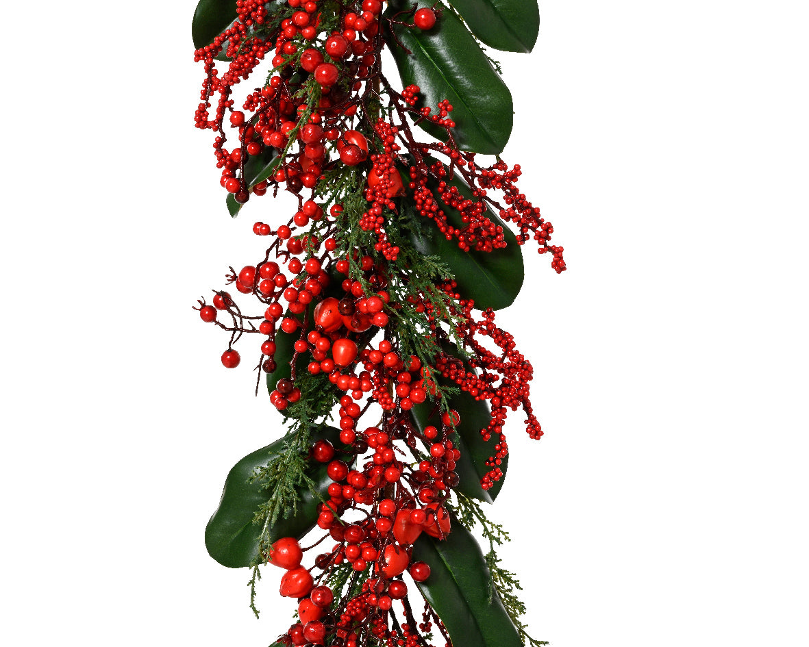Ramo Bacche Rosse Foglie D 8x180 Cm
