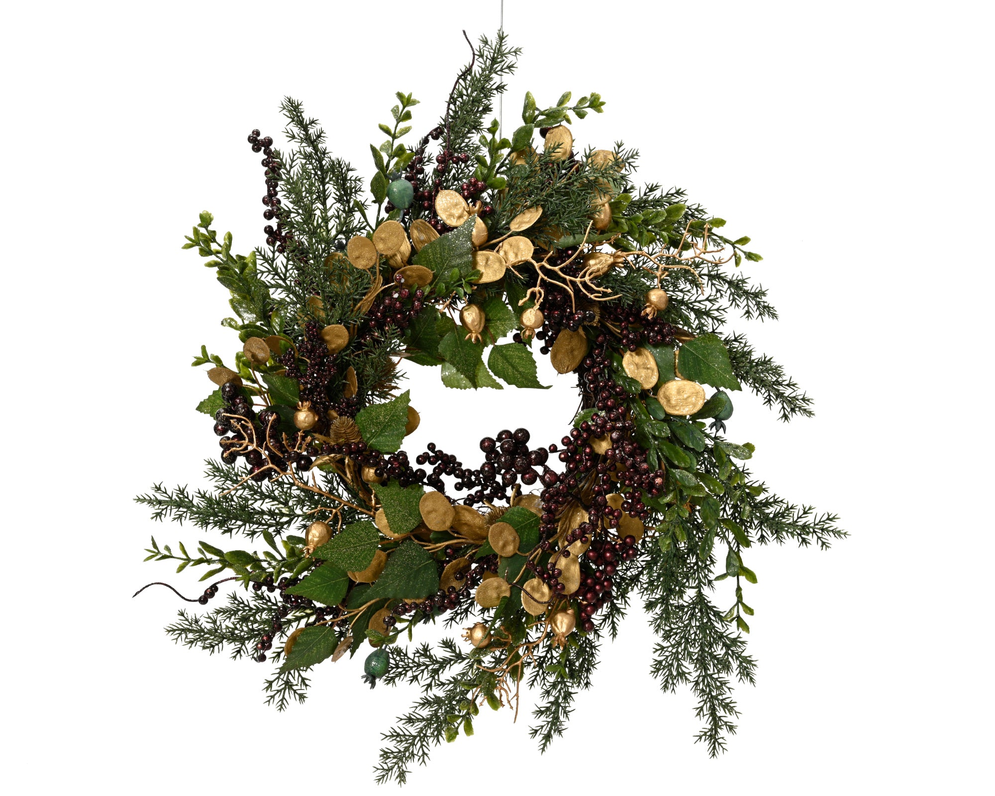 Corona Bacche E Foglie Oro D 40x11 Cm