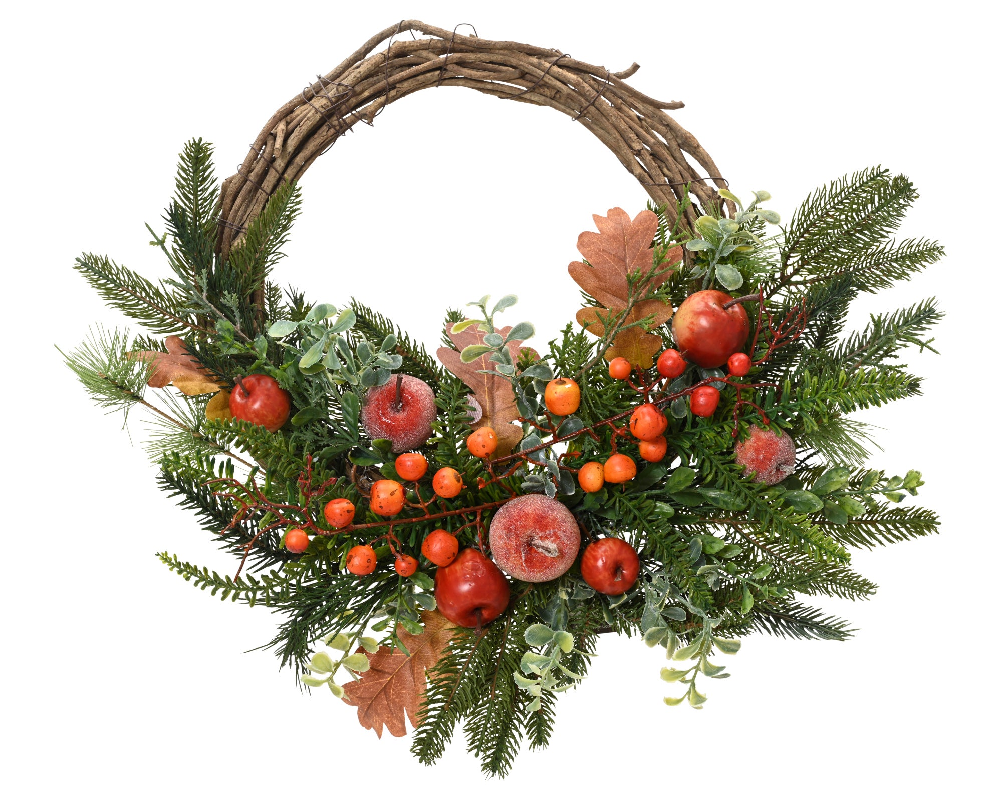 Corona Mele E Bacche Arancio D 40x12 Cm