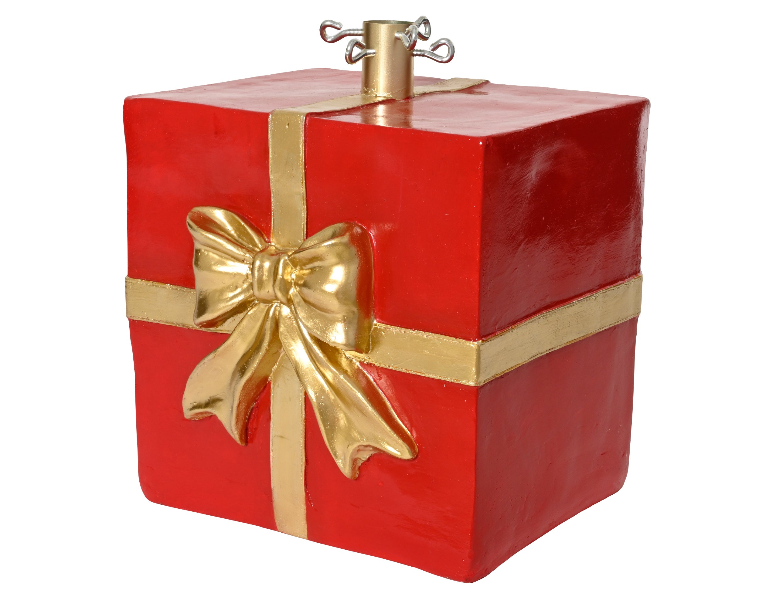 Base Albero Pacco Regalo Rosso Oro 28x31x36 Cm