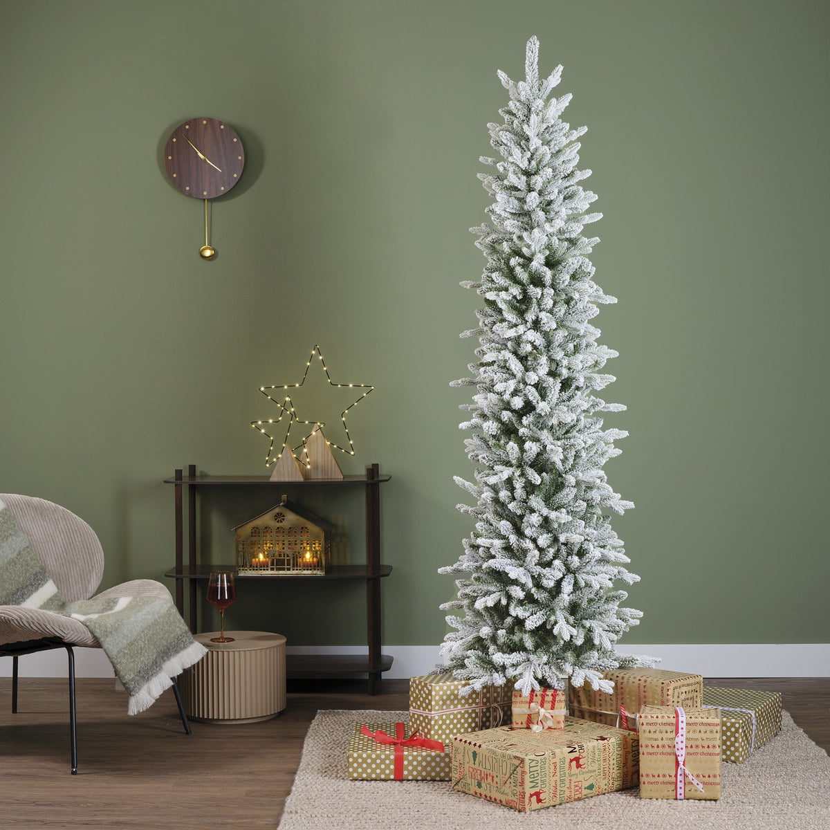 Albero Di Natale Slim Fir Innevato 240 Cm