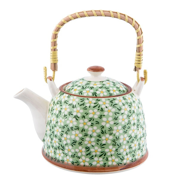 Teiera Verde Con Fiori 18x14x12 Cm 700 Ml