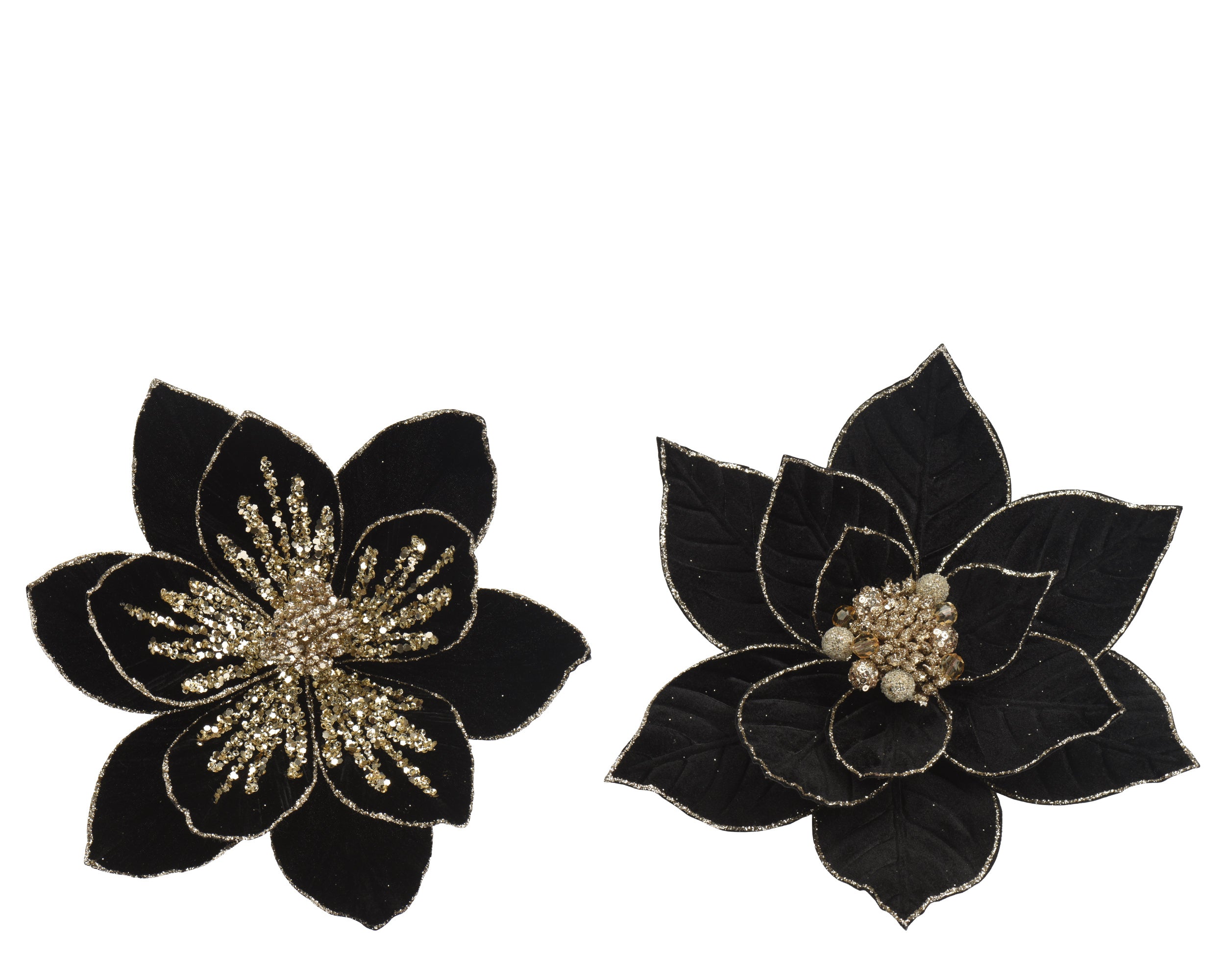 Stella Natale Nera Centro Oro D 30x13 Cm