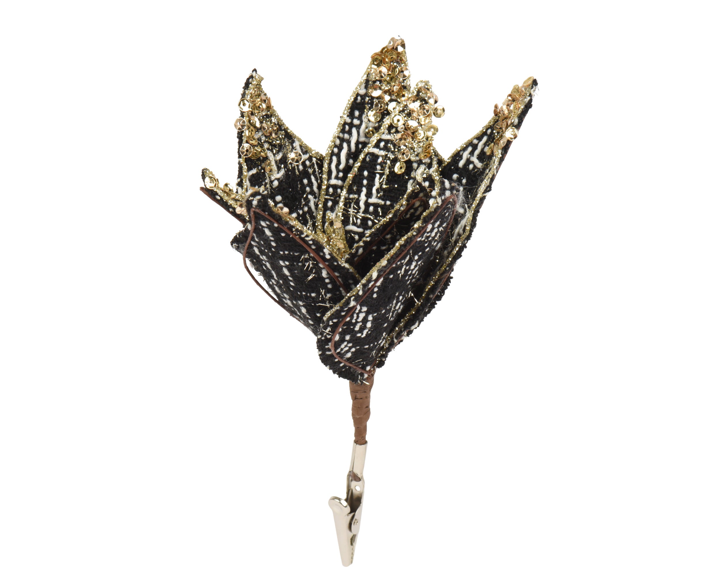 Ramo Stella Natale Nera E Oro D 18x16 Cm