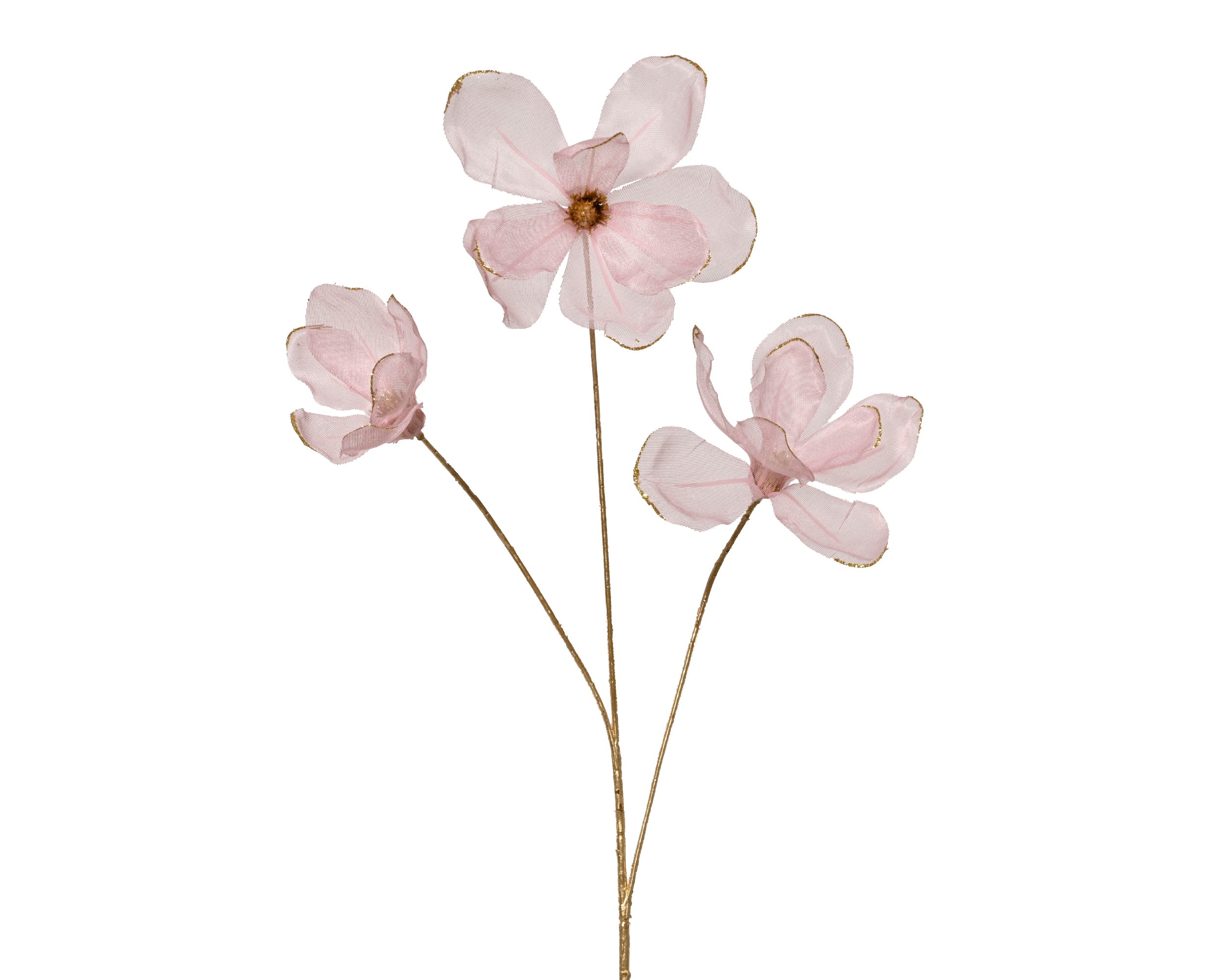Ramo Magnolia Rosa E Oro 74 Cm