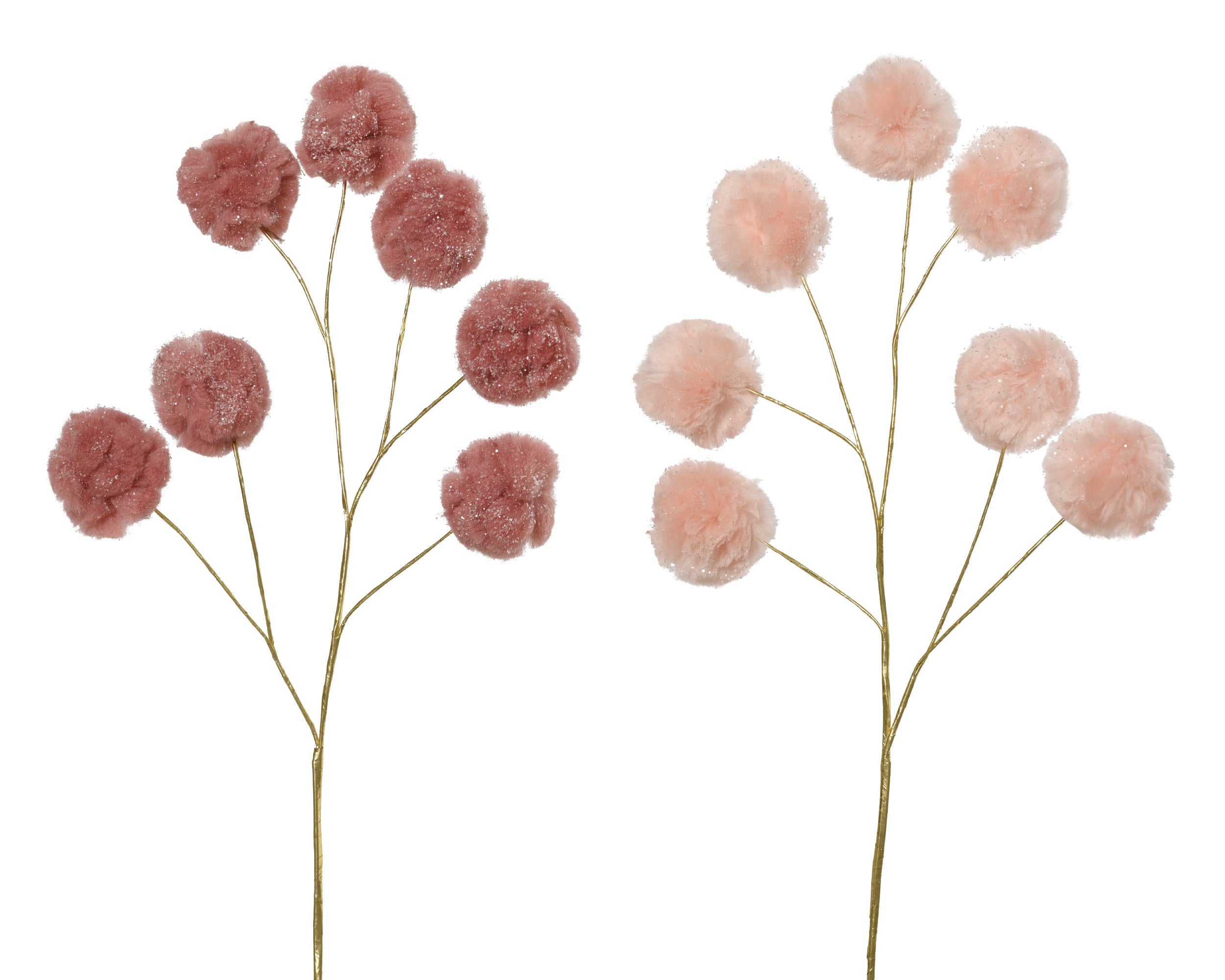 Ramo Fiori Pelo Rosa Glitter 69 Cm 1 Pz