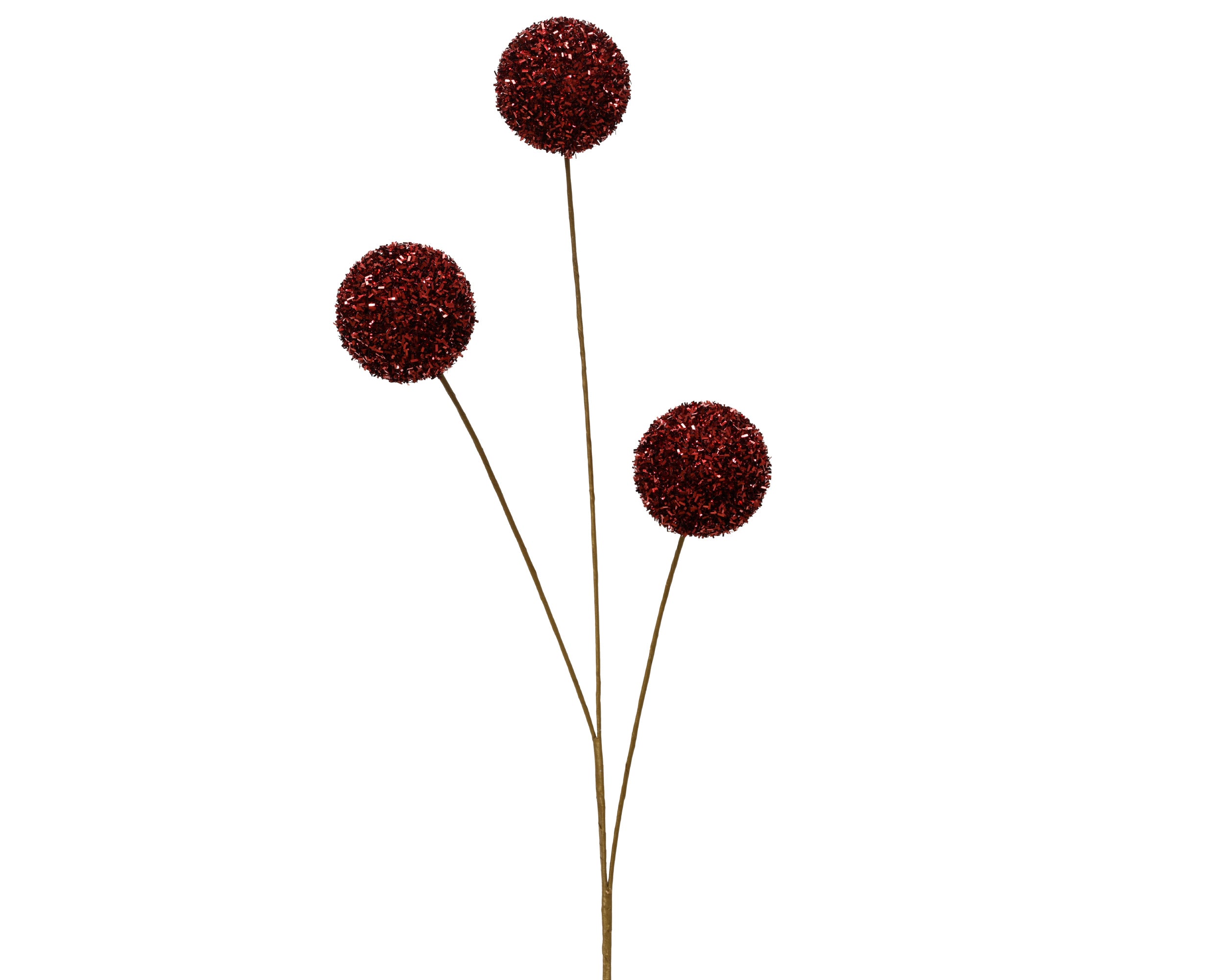 Ramo 3 Fiori Palla Marroni 70 Cm Glitter
