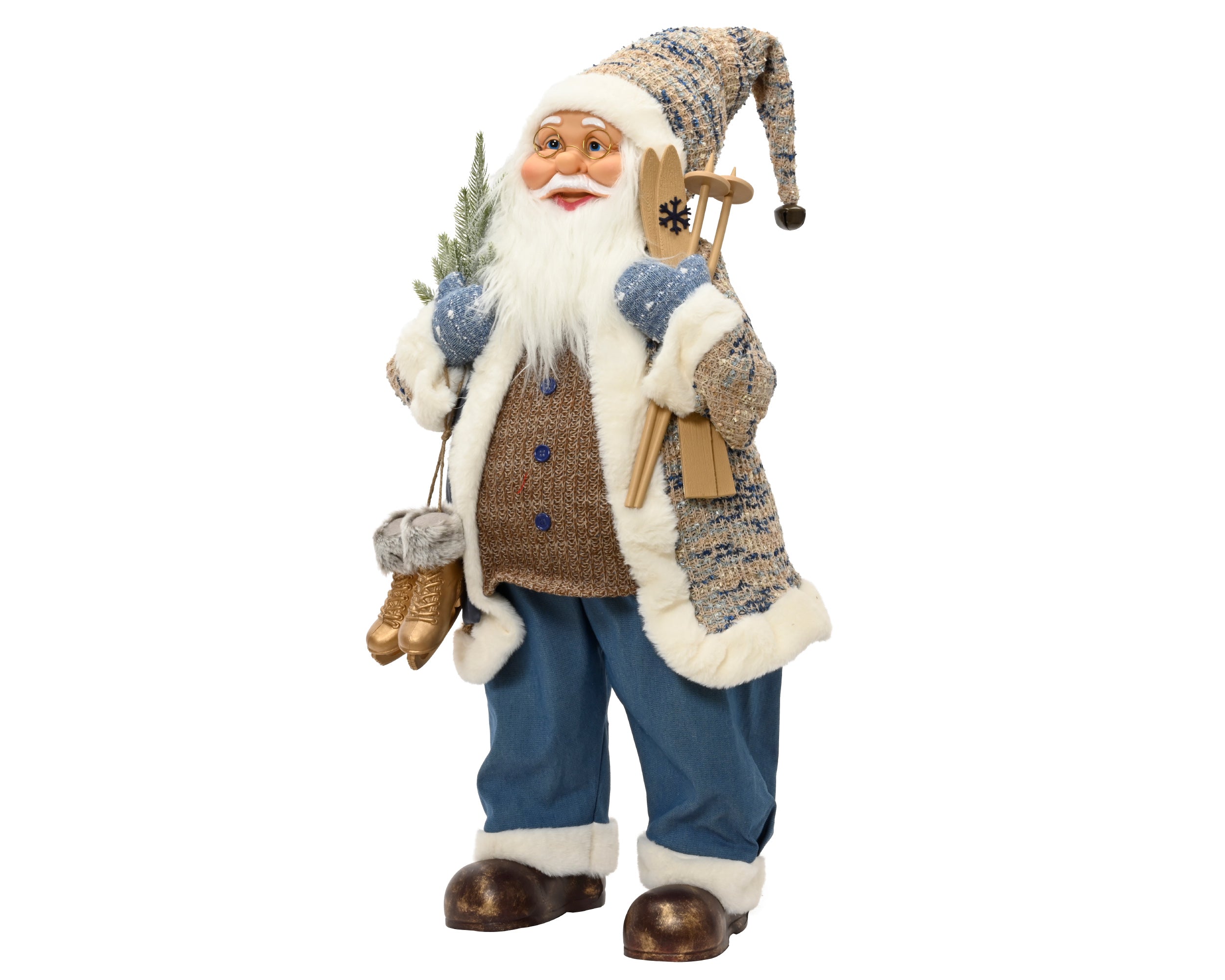 Babbo Natale Blu Con Sci 35x16x60 Cm