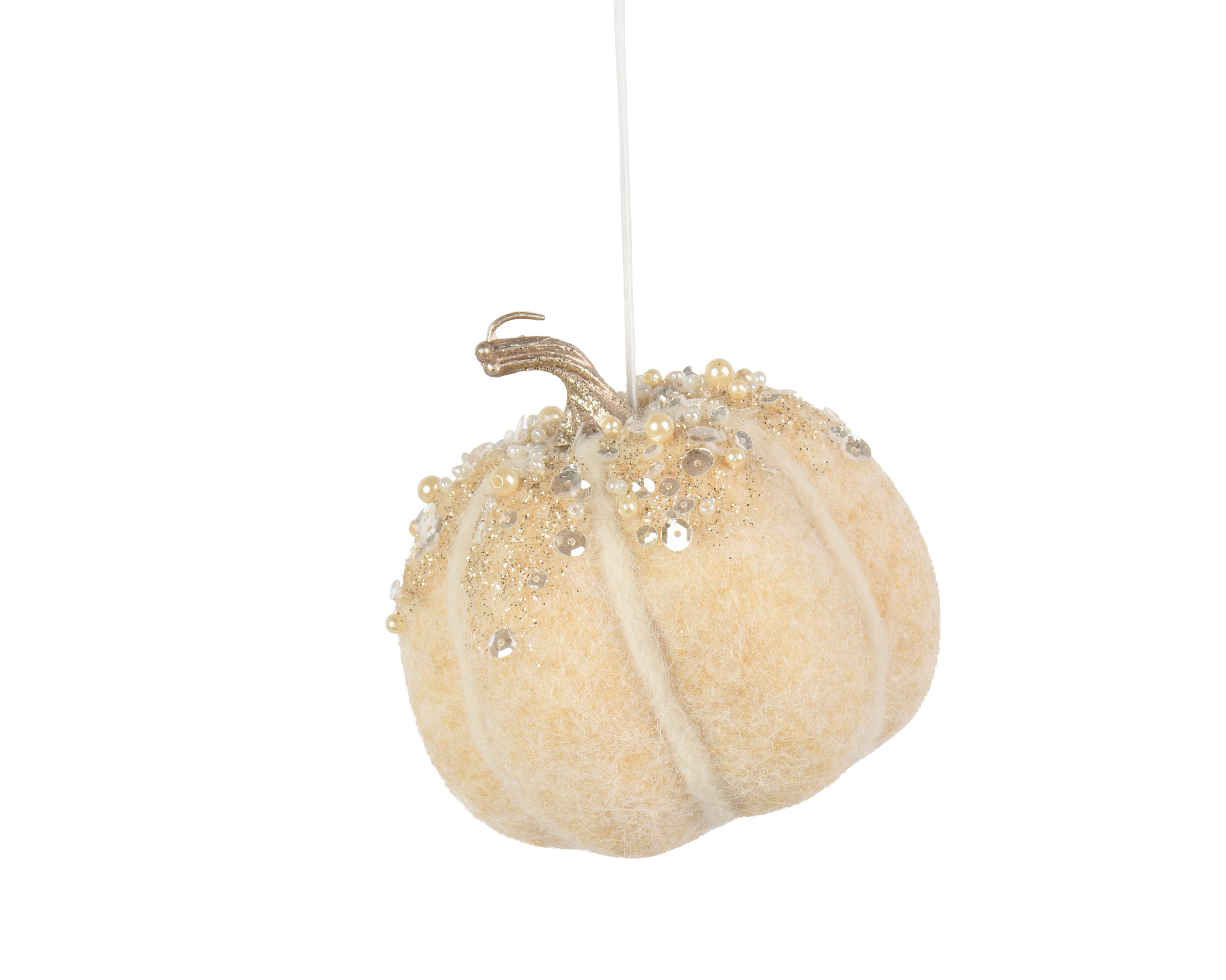 Pendente Zucca Bianca Glitterata 11 Cm