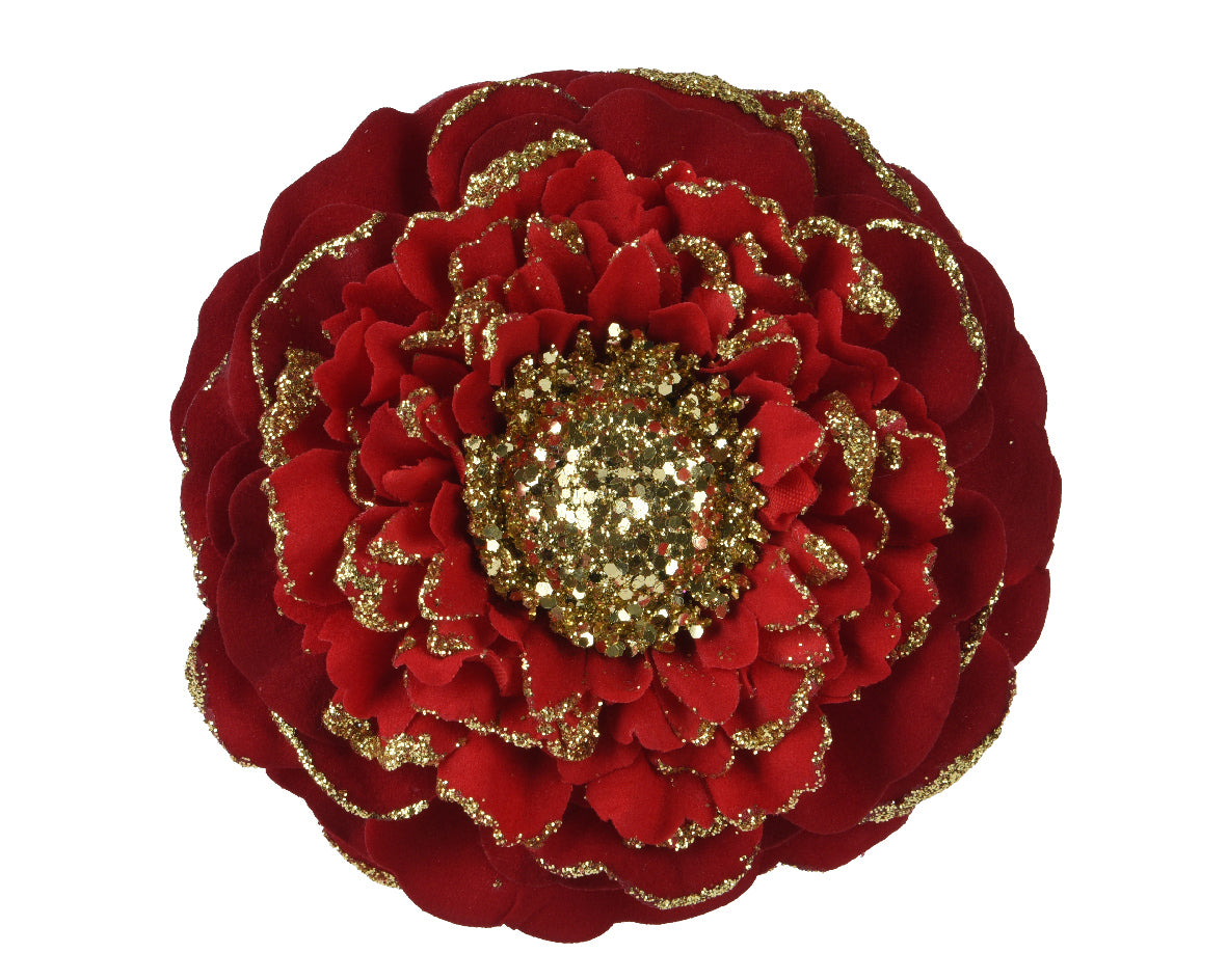 Fiore Zinnia Rosso D 10x3 Cm Clip