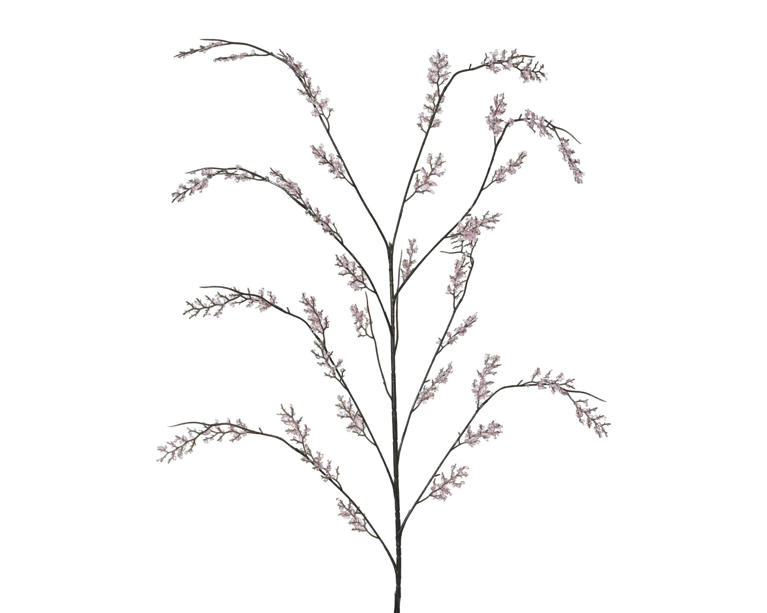 Ramo Foglie Mini Bacche Ghiacciate Rosa 119 Cm