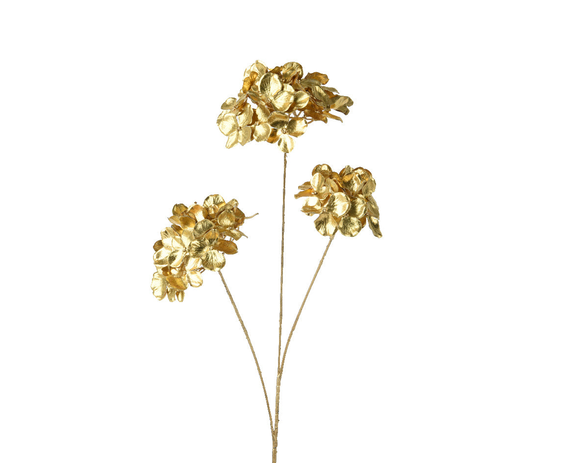 Ramo Ortensie Oro 23x10x72 Cm Stelo Oro