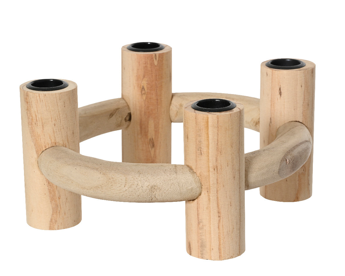 Portacandele Legno Naturale D 22x10 Cm