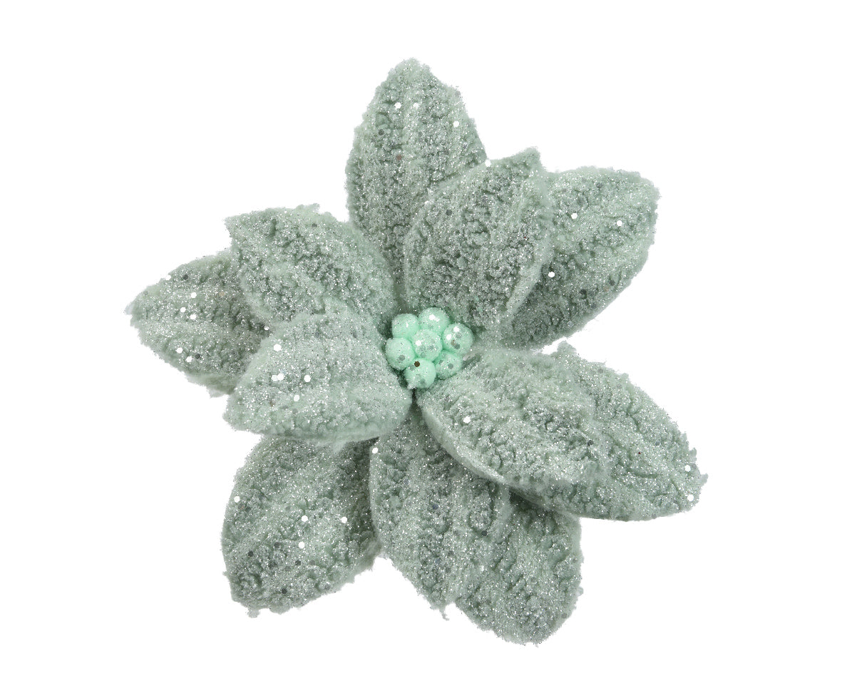Stella Natale Sage Green Ghiacciata D 28x10 Cm
