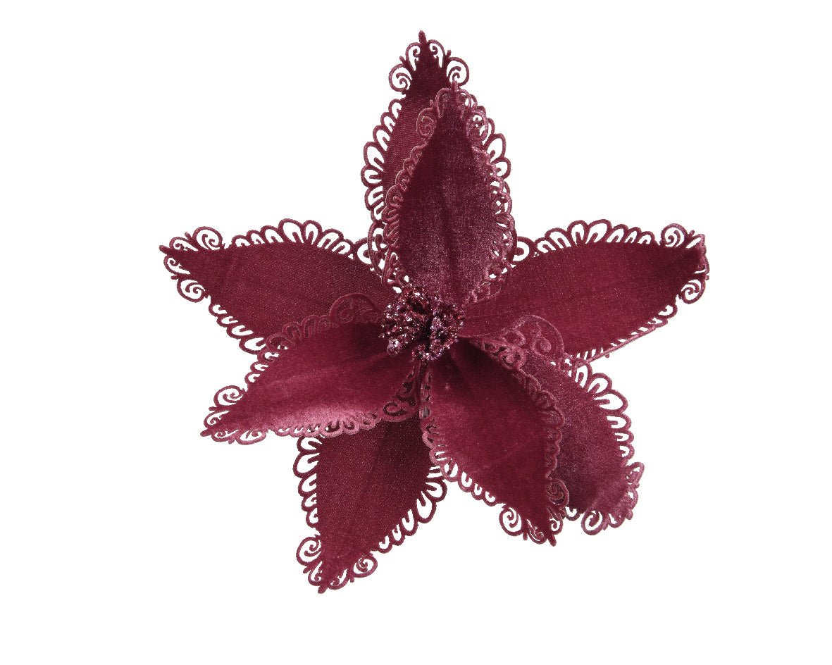 Stella Natale Velluto Rosa D 27x8 Cm