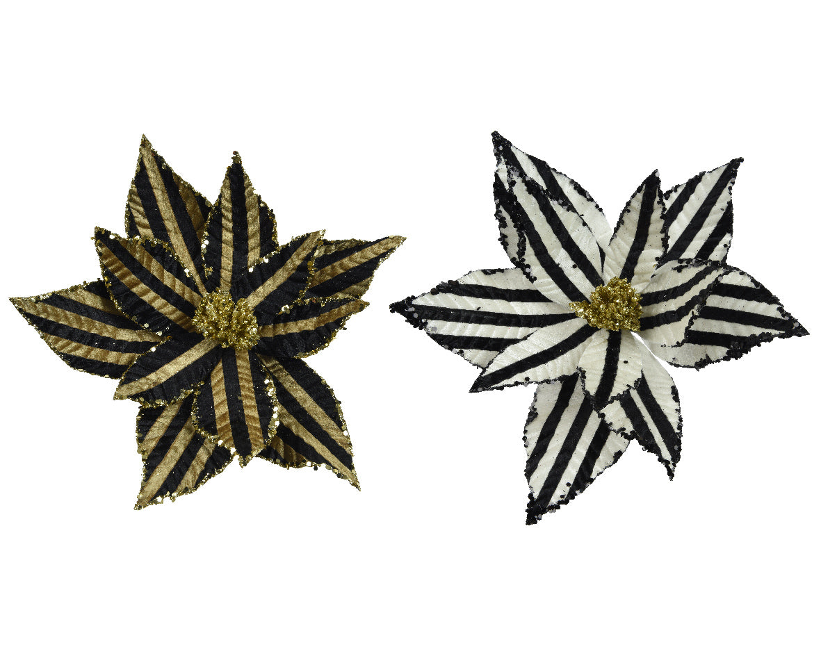 Stella Natale Nero Bianco Oro D 27x8 Cm