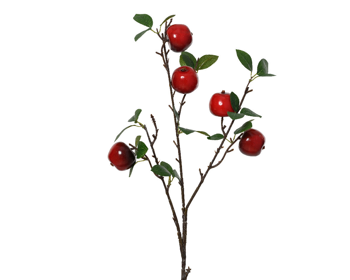 Ramo Mele Rosse Con Foglie 20x13x60 Cm