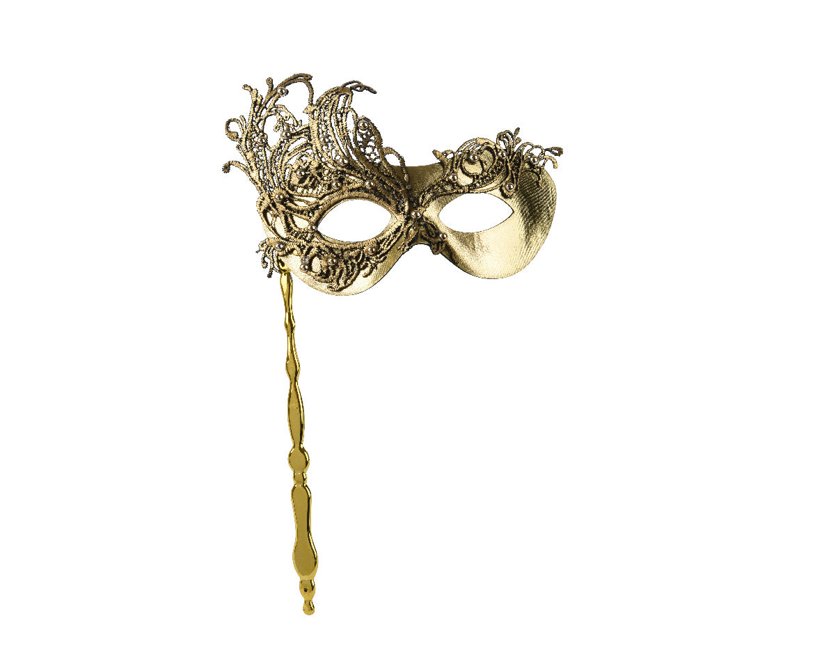 Maschera Oro Con Supporto 18x13 Cm