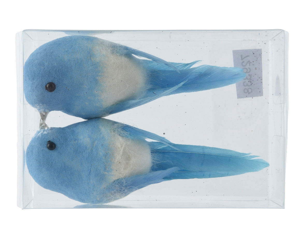 Set 2 Uccellini Clip Sky Blue 10x4x4 Cm
