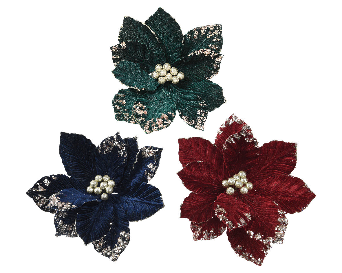 Fiore Velluto Con Perle 1 Pezzo D 35x15 Cm