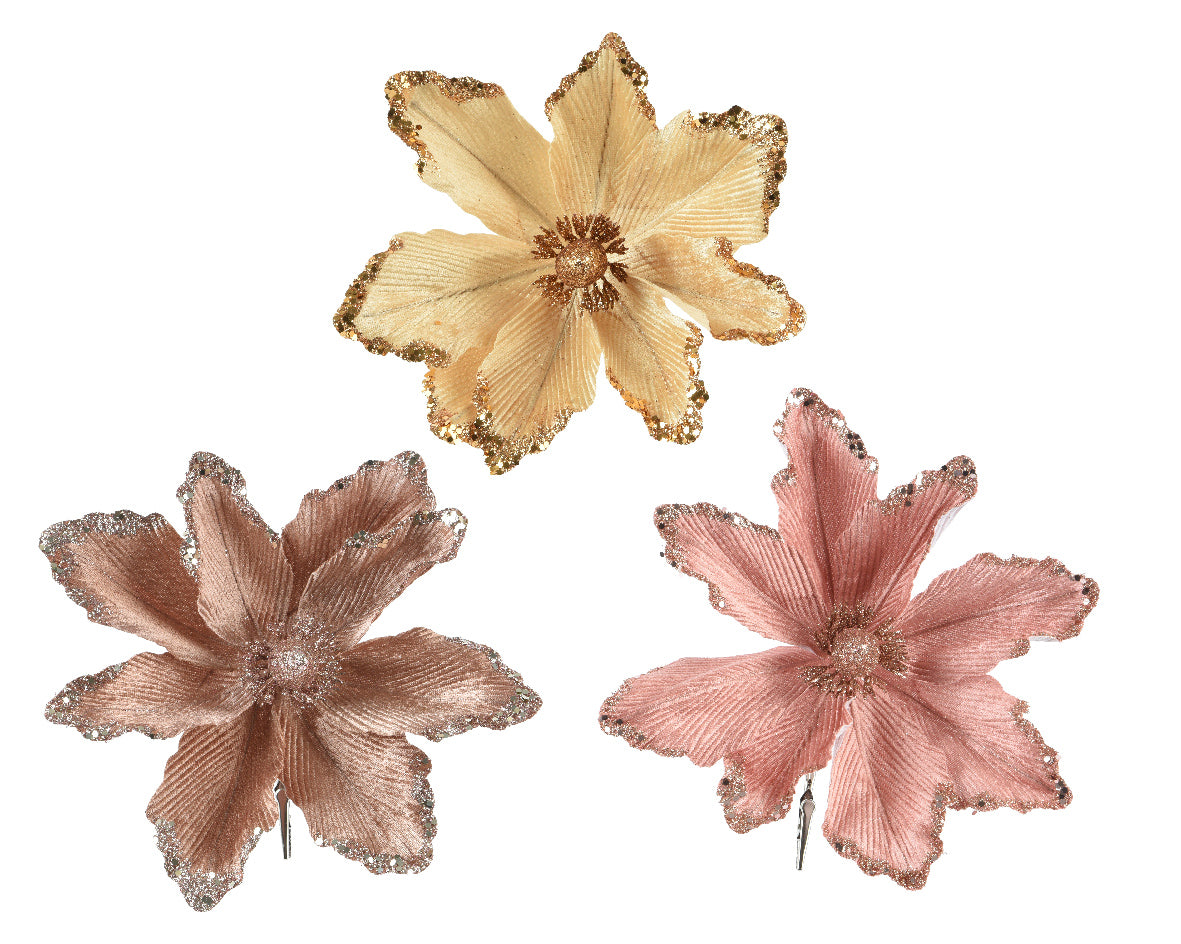 Fiore Metallico Centro Glitter D 23x11 Cm 1 Pz