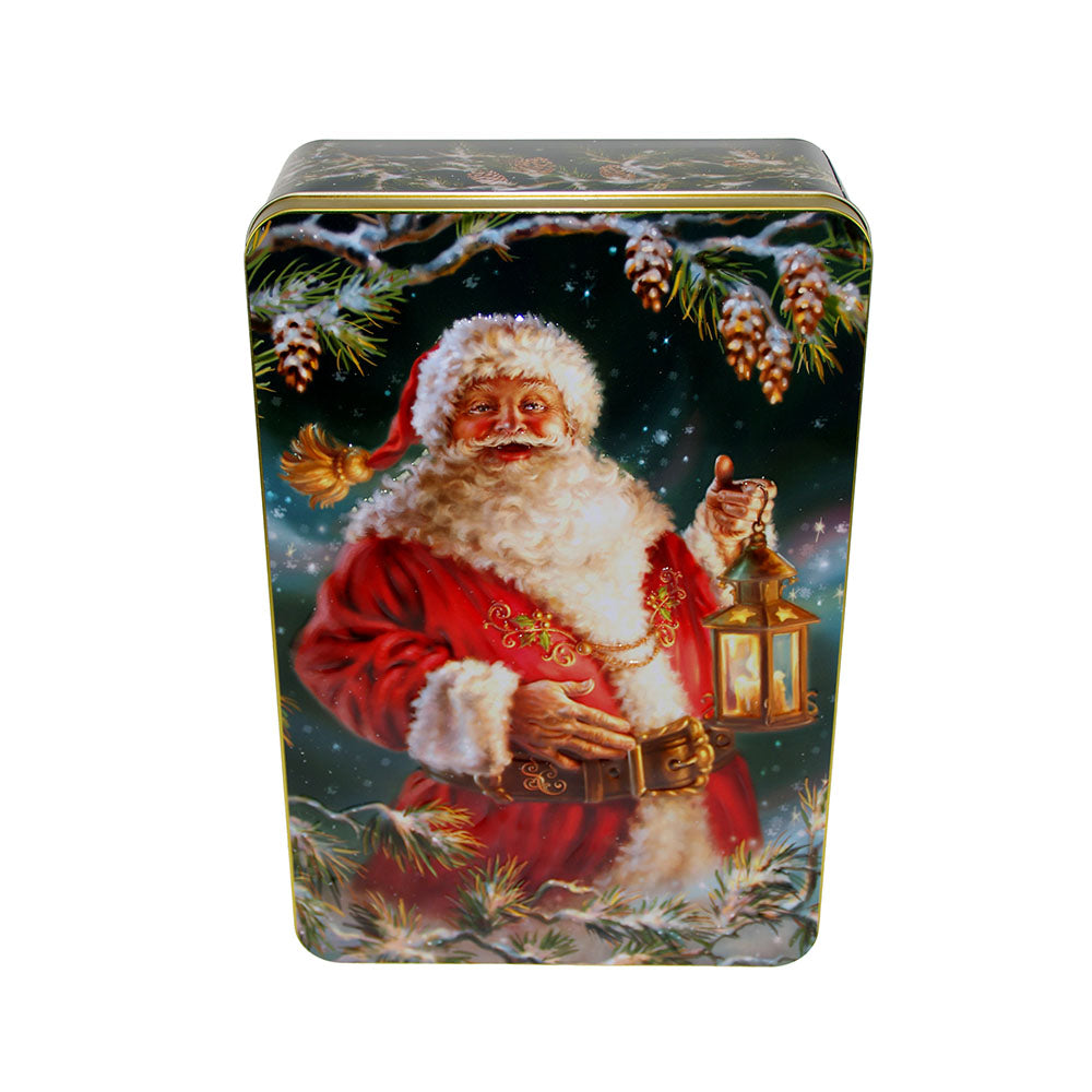 Scatola Latta Babbo Natale Con Lanterna 35,5x23,5cm