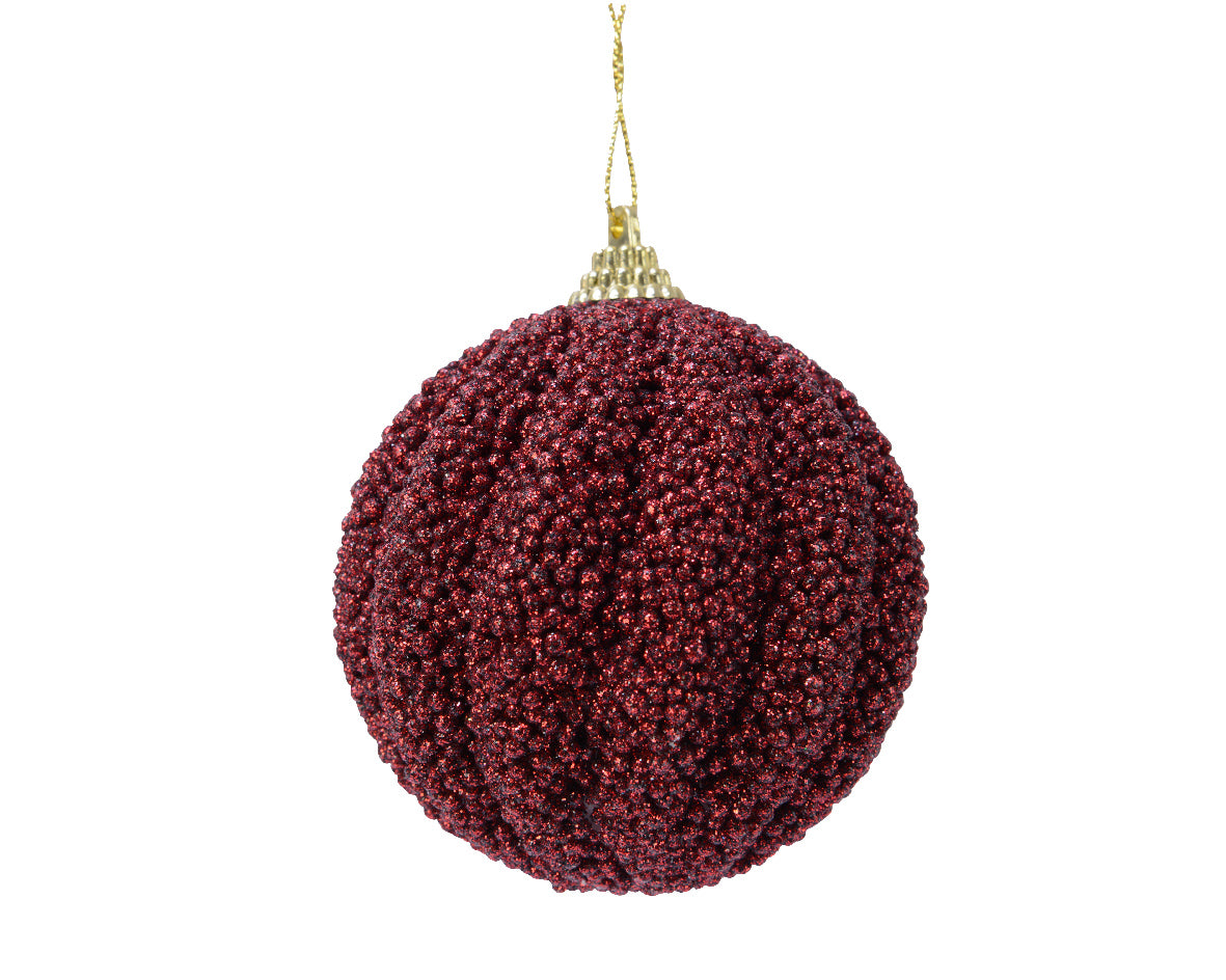 Palla Di Natale Oxblood Con Perline 8 cm decorazione natalizia per albero - DeMatteis.it
