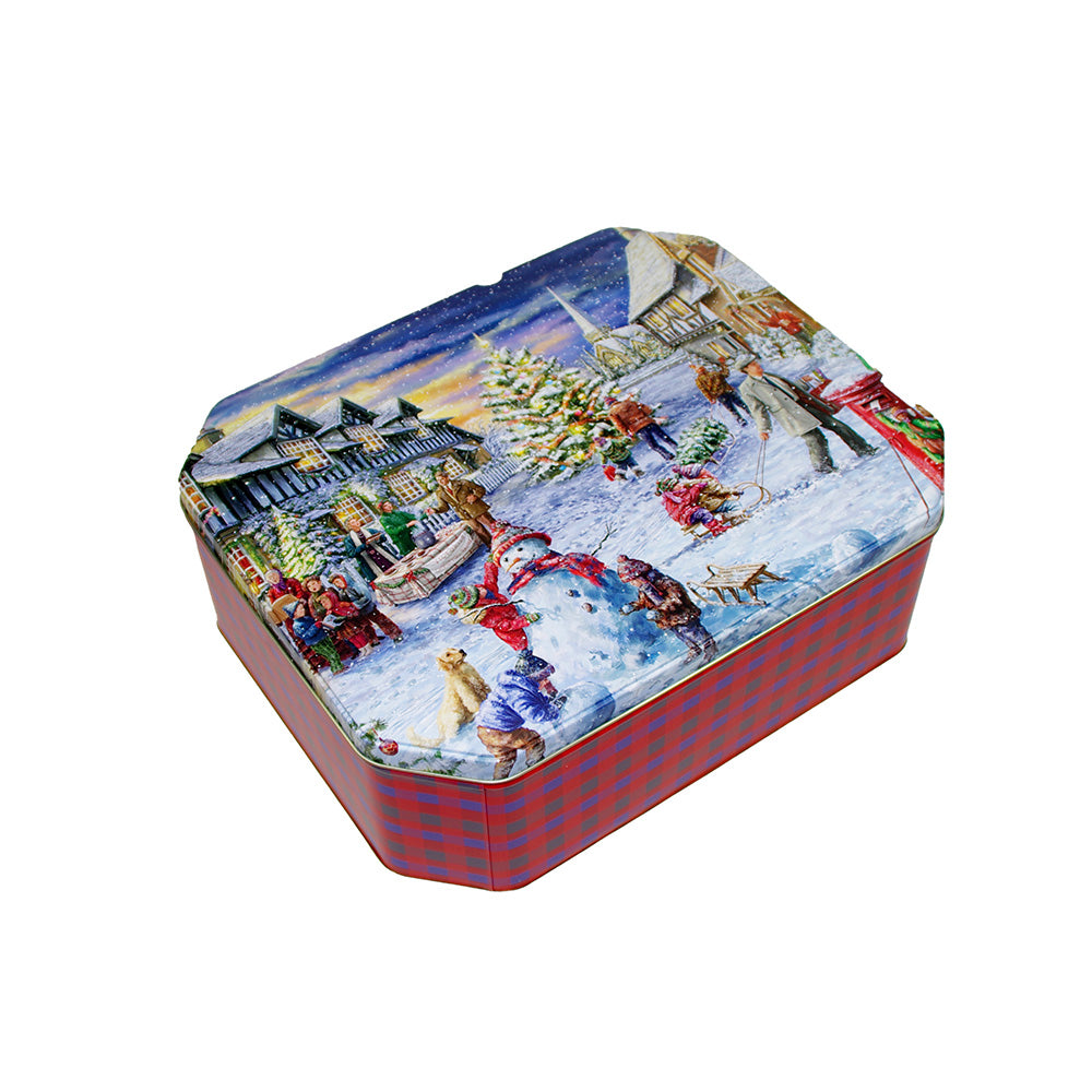 Scatola Latta Mercatini Di Natale 28,7x23,9cm