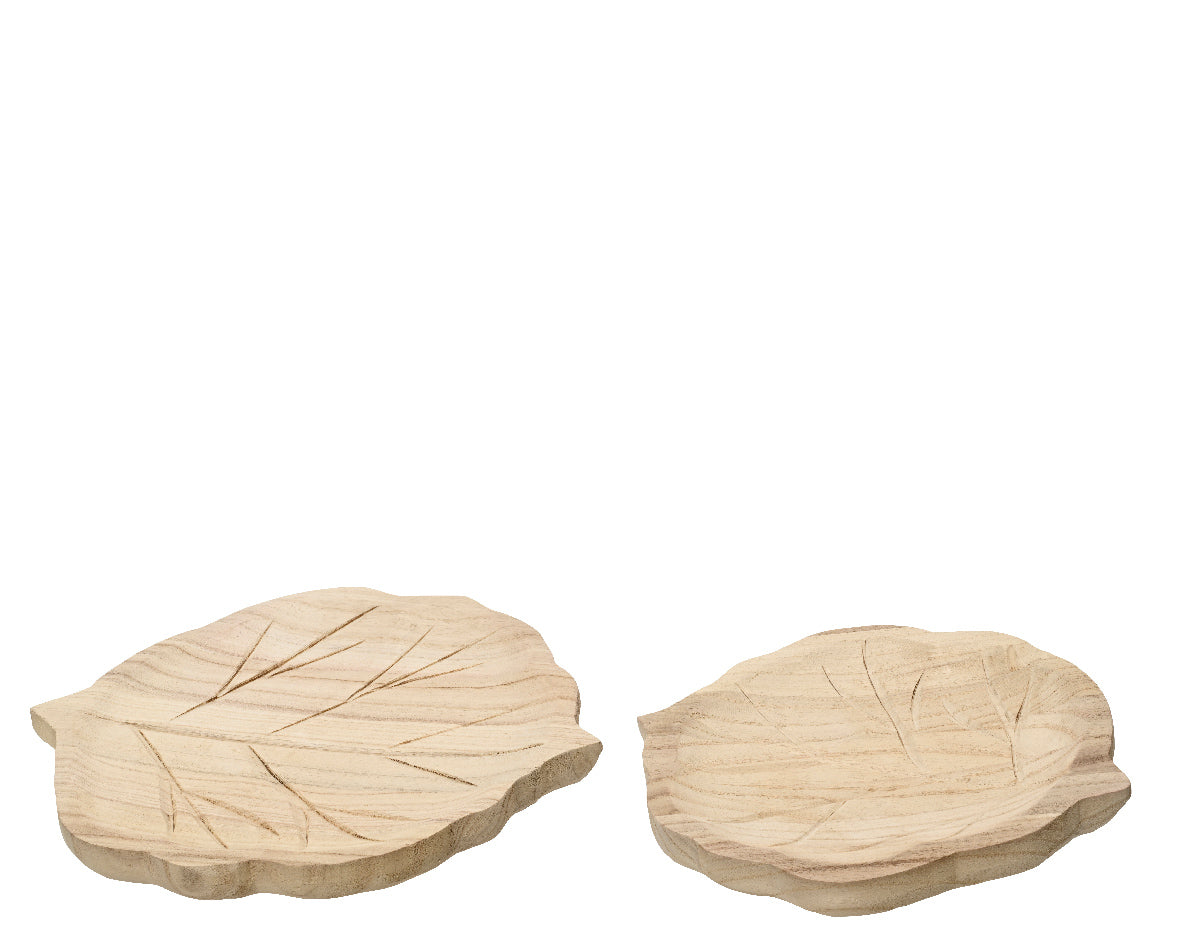 Set 2 Taglieri In Legno Foglia 30x29x3 Cm