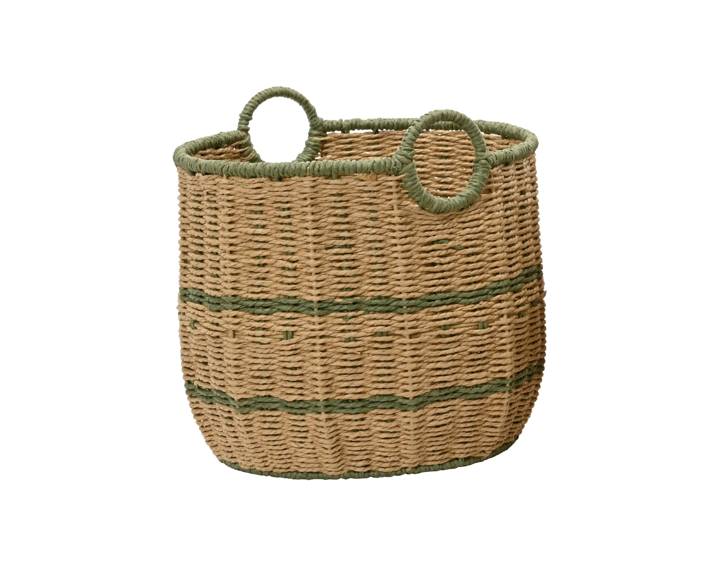 Cesto Corda Juta Naturale Verde D 35x33 Cm
