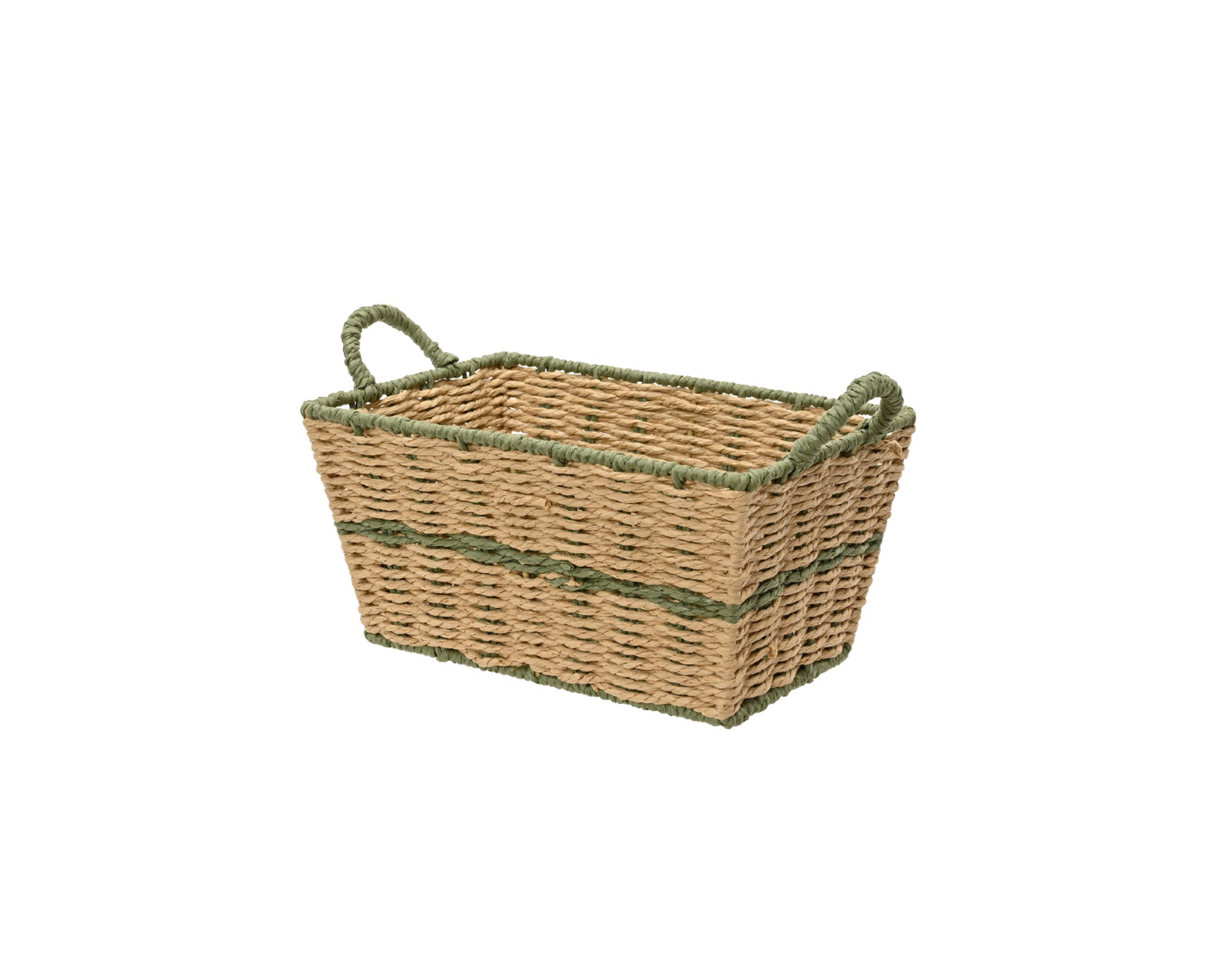 Cesto Corda Juta Naturale Verde 33x23x22 Cm