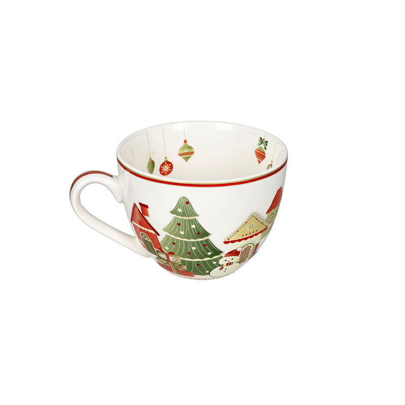 Tazza Colazione Villaggio In Festa New Bone China