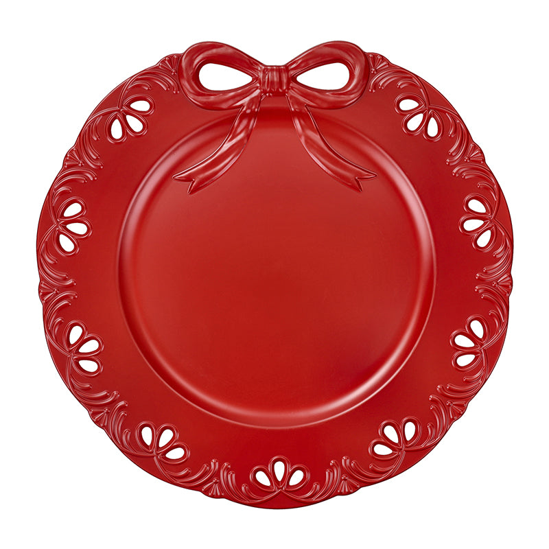 Set 4 Pz Sottopiatto Fiocco Rosso Pp