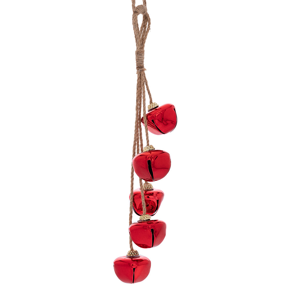 Pendente 6 Gingle Rossi Su Corda D 7x42 Cm