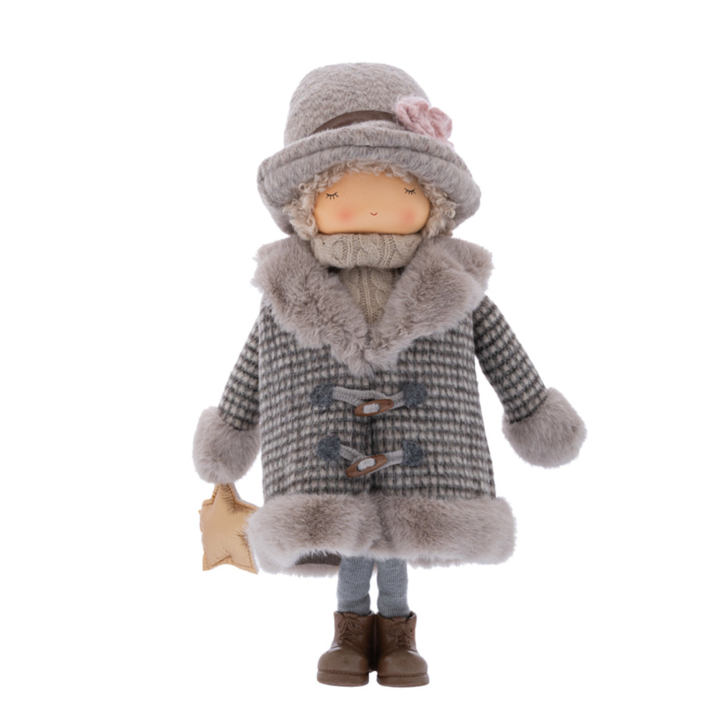 Beige Plush Girl 27x16x42cmbimba Tessuto Beige 27x16x42 Cm