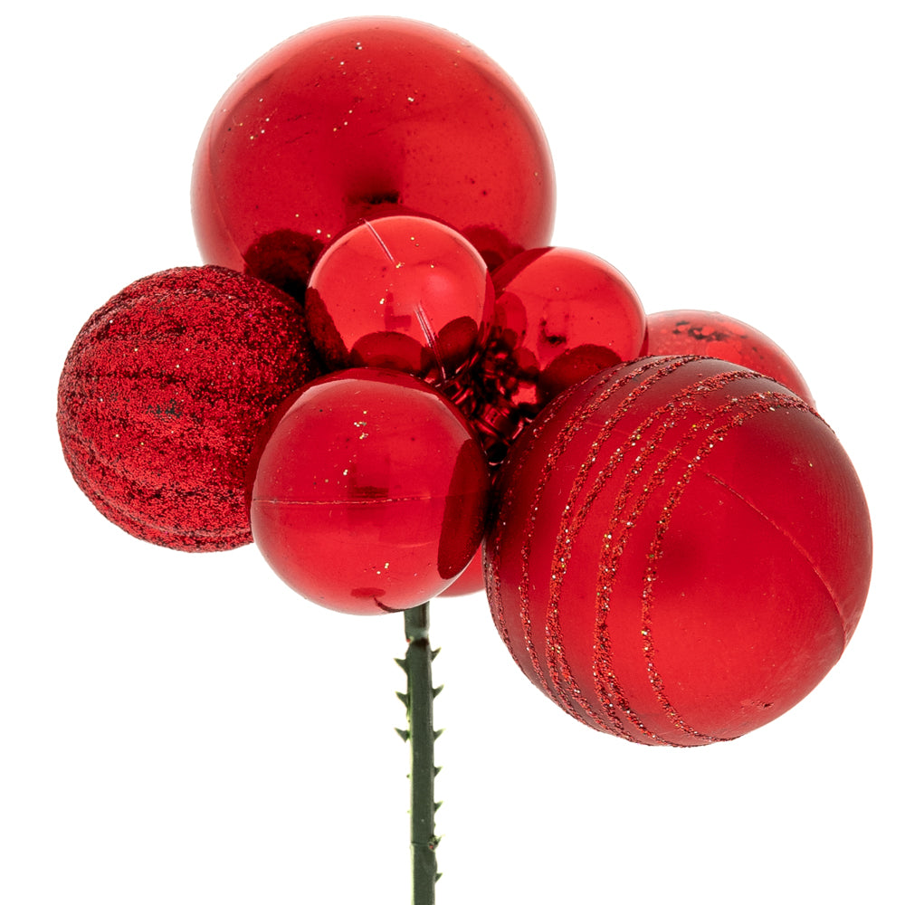 Pick 8 Palline Di Natale Rosse 15 Cm