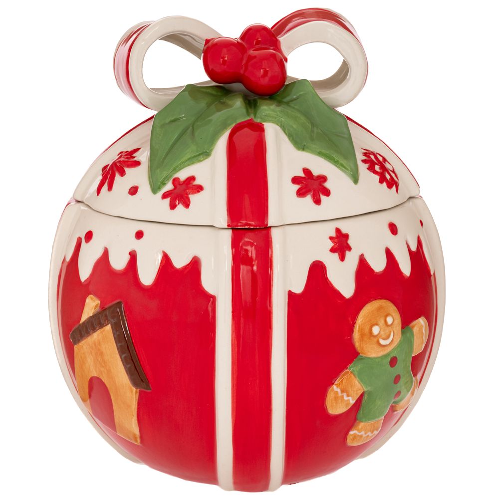 Palla Di Natale Portabiscotti Ceramica D 19x23 Cm