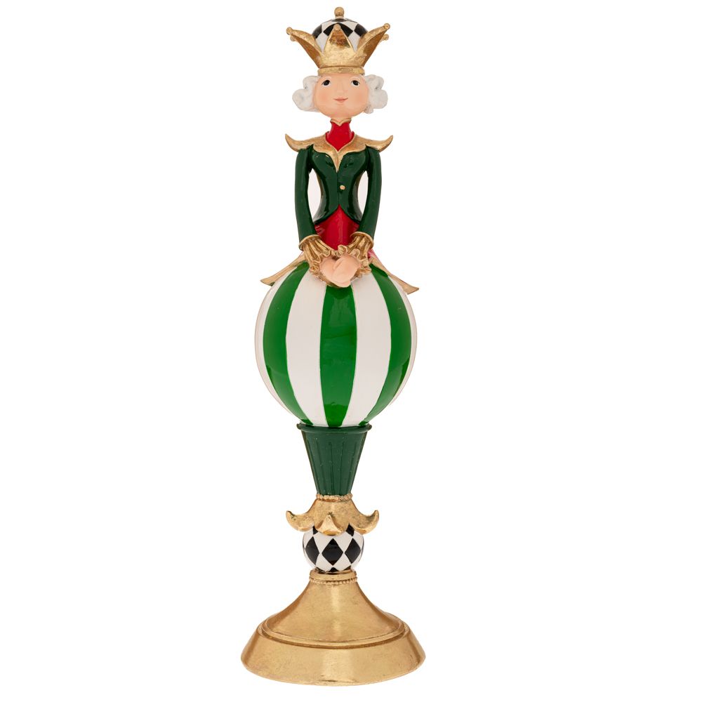 Decorazione Regina Verde Oro Resina 13x13x46 Cm