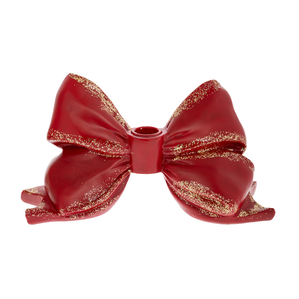 Candeliere Rosso Finitura Oro 18x8x10 Cm