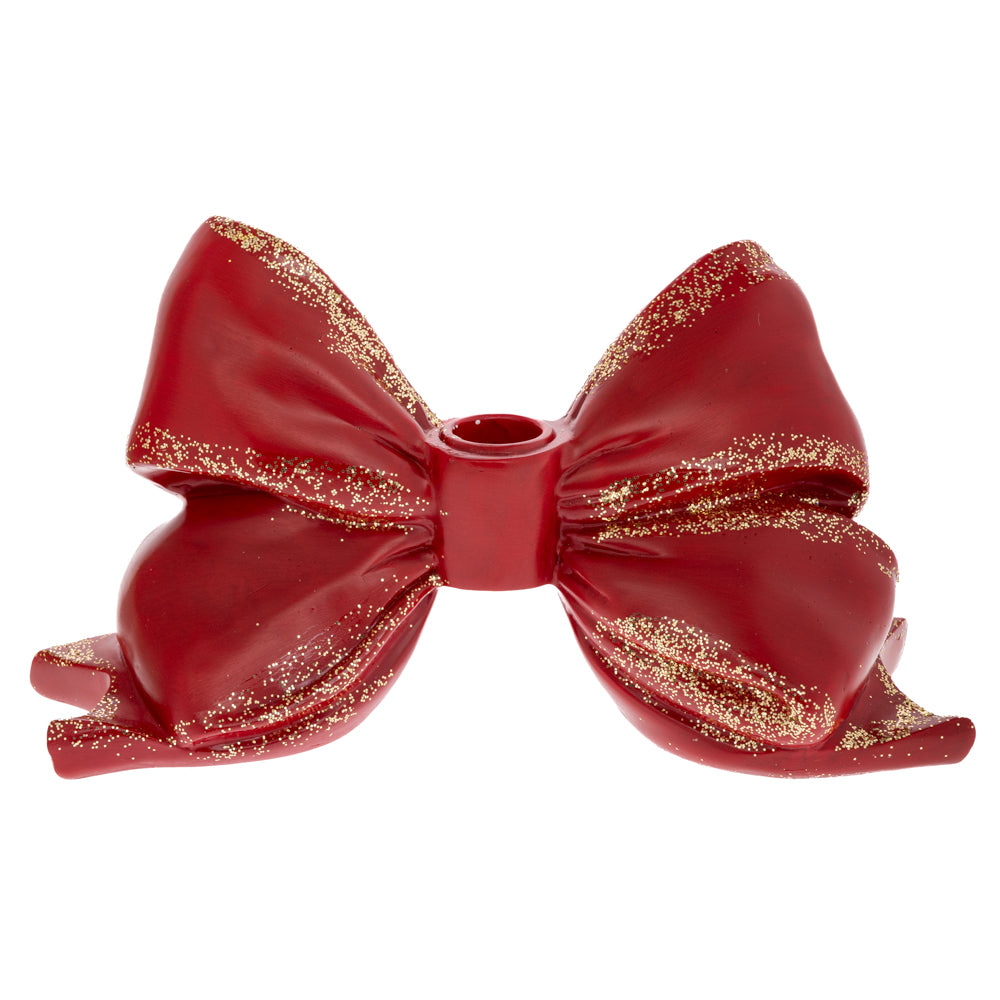 Candeliere Rosso Finitura Oro 24x10x13 Cm